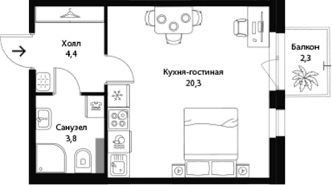 Купить студию до 20 млн в новостройках (ЖК) в Ленинградской области. Вариант № 1863708, 1, площадь - квм, цена 6996028 рублей