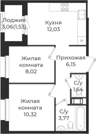 . Вариант № 1838914, 0, площадь - 41.93 квм, цена 7412103 рублей