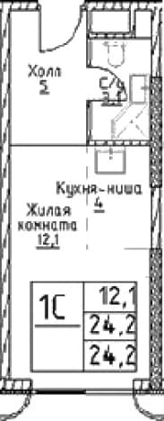 . Вариант № 750752, 0, площадь - 24.2 квм, цена 13140600 рублей