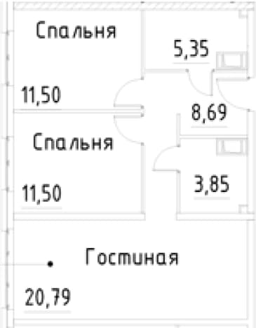 . Вариант № 1920331, 0, площадь - 61.68 квм, цена 13832702 рублей