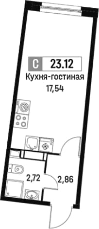 . Вариант № 1813169, 0, площадь - 23.12 квм, цена 5312673 рублей