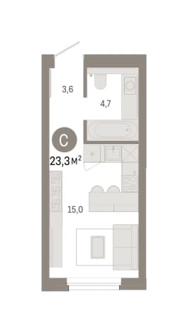 . Вариант № 2250358, 0, площадь - 23.29 квм, цена 6990000 рублей