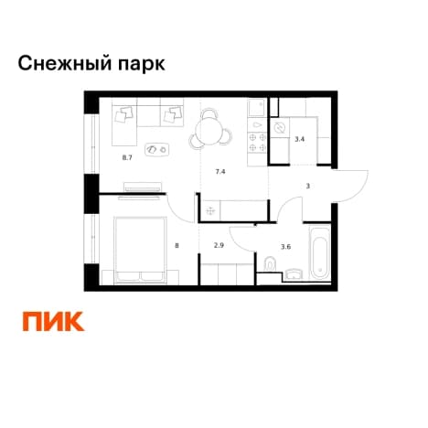 . Вариант № 2272882, 0, площадь - 37 квм, цена 8080800 рублей