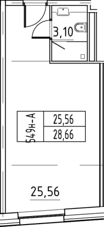 . Вариант № 943050, 0, площадь - 28.66 квм, цена 7881500 рублей