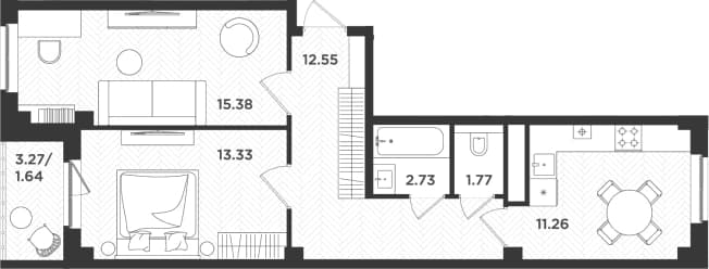 . Вариант № 1845627, 0, площадь - 57.02 квм, цена 10705450 рублей