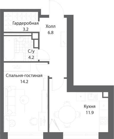 . Вариант № 2237898, 0, площадь - 39.9 квм, цена 23729976 рублей