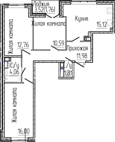 . Вариант № 1806148, 0, площадь - 72.32 квм, цена 14445600 рублей
