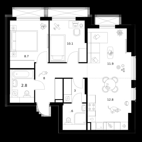 . Вариант № 2376976, 0, площадь - 60.9 квм, цена 33263580 рублей