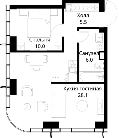 . Вариант № 2173603, 0, площадь - 49.6 квм, цена 25375459 рублей