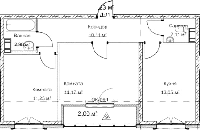 . Вариант № 1909812, 0, площадь - 54.3 квм, цена 19805800 рублей