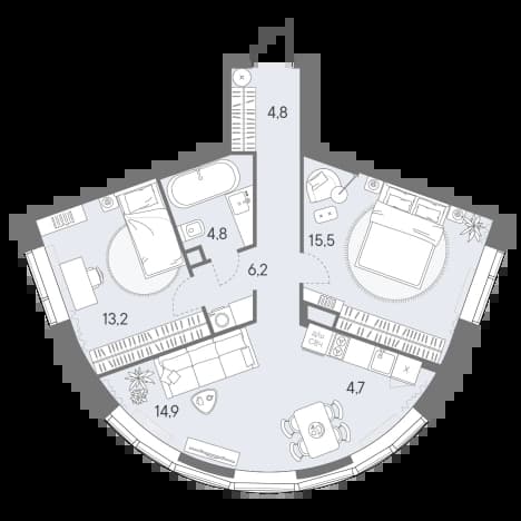 . Вариант № 2334175, 0, площадь - 64.1 квм, цена 31313130 рублей