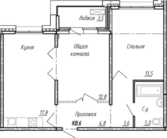 . Вариант № 1861555, 0, площадь - 57.5 квм, цена 11346000 рублей