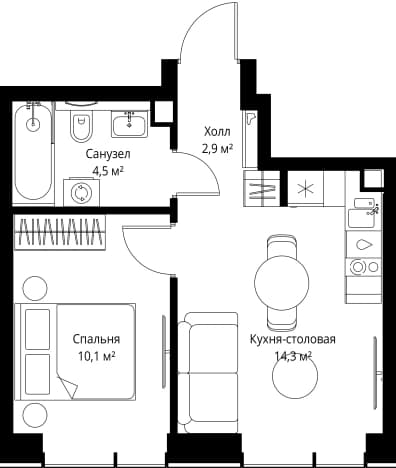 . Вариант № 2184063, 0, площадь - 31.8 квм, цена 30210000 рублей