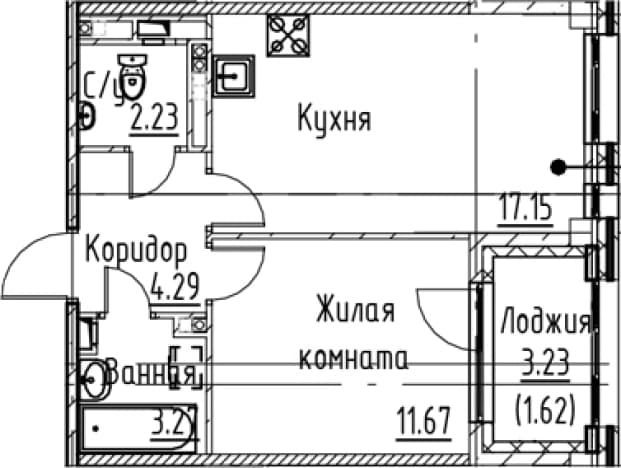 . Вариант № 1831189, 0, площадь - 38.61 квм, цена 10440490 рублей