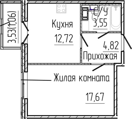 . Вариант № 2035750, 0, площадь - 42.36 квм, цена 8770840 рублей