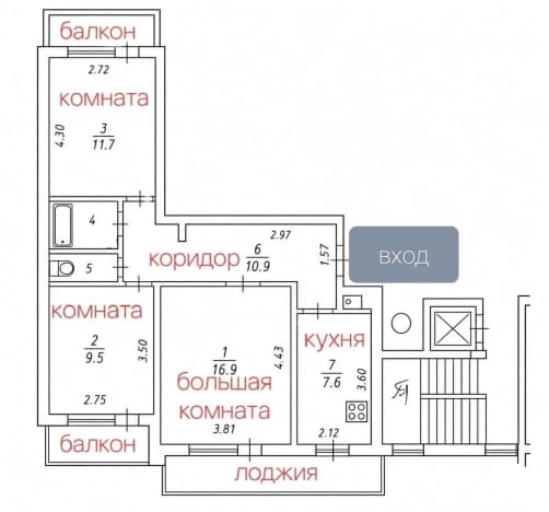 Снять трехкомнатную квартиру в Ивантеевке. Вариант № 2280176, 1, площадь - квм, цена 55000 рублей