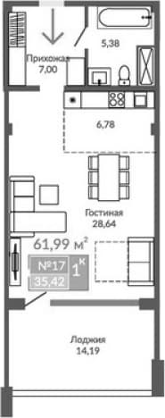 . Вариант № 2284192, 0, площадь - 47.8 квм, цена 14691630 рублей