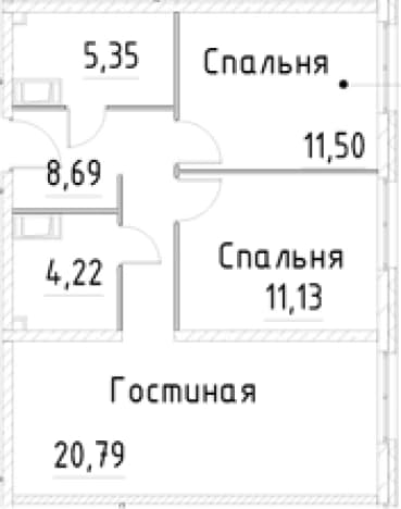 . Вариант № 1853540, 0, площадь - 61.68 квм, цена 13832702 рублей