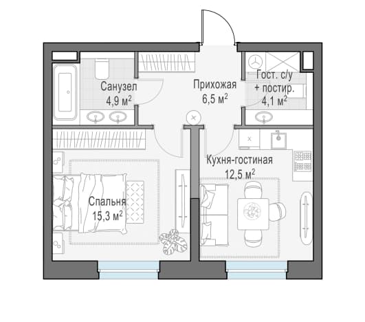 . Вариант № 1663571, 0, площадь - 43.3 квм, цена 38200000 рублей