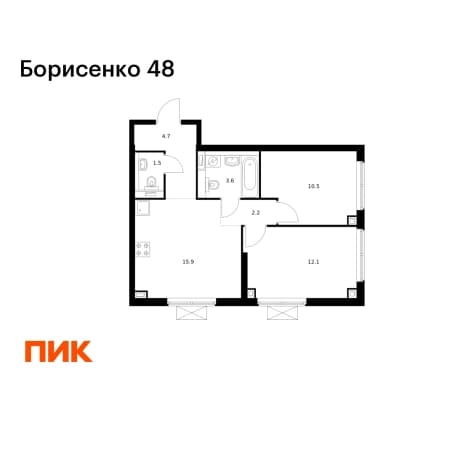 Купить двухкомнатную квартиру в новостройках в ЖК Борисенко 48 в Владивостоке. Вариант № 2260545, 1, площадь - квм, цена 9078637 рублей