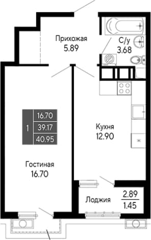 . Вариант № 2111777, 0, площадь - 39.17 квм, цена 9009000 рублей