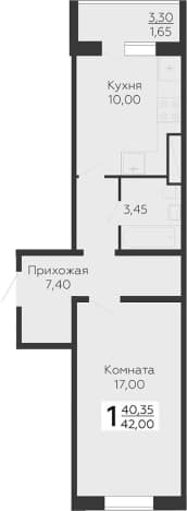 . Вариант № 2060970, 0, площадь - 40.35 квм, цена 6304200 рублей