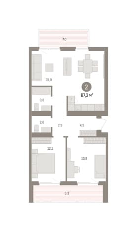 . Вариант № 2027295, 0, площадь - 87.25 квм, цена 11720000 рублей