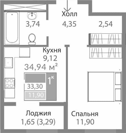 Купить однокомнатную квартиру в ЖК Благо в Республике Крым. Вариант № 2273974, 0, площадь - квм, цена 5361665 рублей