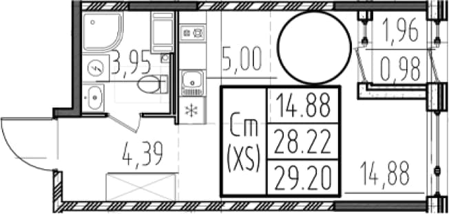 . Вариант № 2035915, 0, площадь - 28.22 квм, цена 10959246 рублей