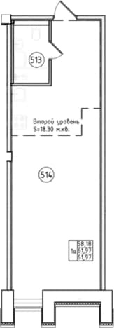 . Вариант № 1815687, 0, площадь - 61.97 квм, цена 16228200 рублей