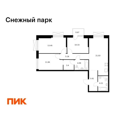 . Вариант № 2018594, 0, площадь - 79.81 квм, цена 14022617 рублей