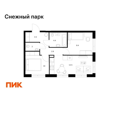 Купить двухкомнатную квартиру в новостройках в ЖК Снежный парк в Владивостоке. Вариант № 2176236, 1, площадь - квм, цена 8458800 рублей