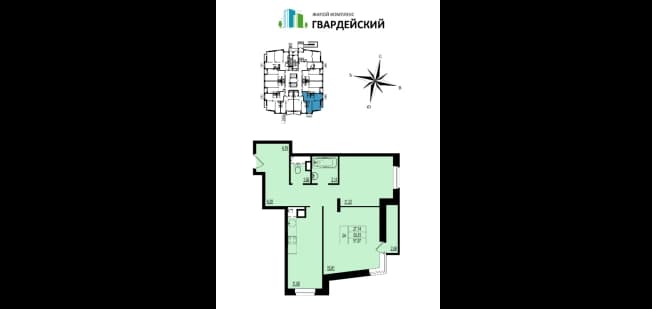 . Вариант № 1041681, 0, площадь - 57.07 квм, цена 5707000 рублей