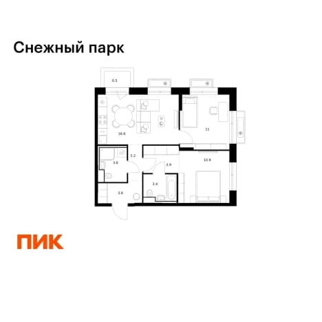 Купить двухкомнатную квартиру с балконом в районе Ленинский в Владивостоке. Вариант № 2098731, 1, площадь - квм, цена 11073160 рублей