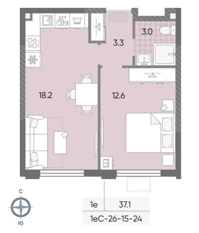 . Вариант № 2225653, 0, площадь - 37.1 квм, цена 15248322 рублей
