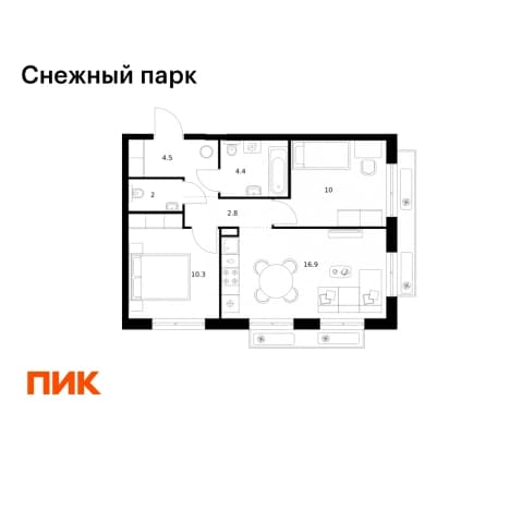 Купить двухкомнатную квартиру в новостройках в ЖК Снежный парк в Владивостоке. Вариант № 2239047, 1, площадь - квм, цена 9207810 рублей