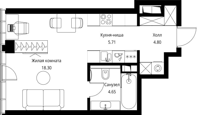 . Вариант № 2179051, 0, площадь - 33.46 квм, цена 21197178 рублей