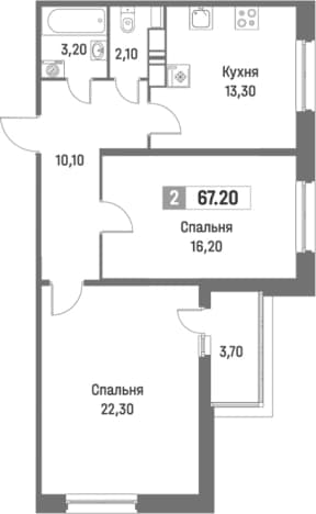 . Вариант № 1872771, 0, площадь - 65.35 квм, цена 13090062 рублей