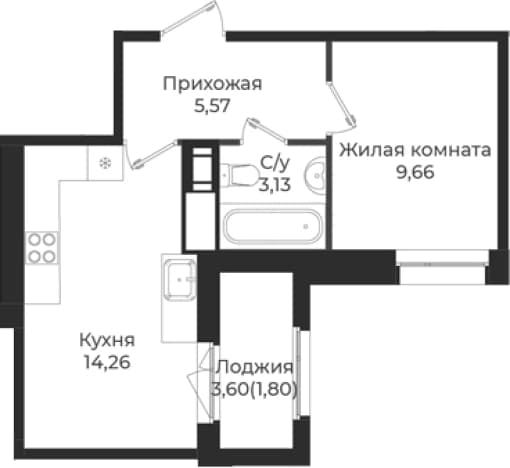 . Вариант № 1839348, 0, площадь - 32.62 квм, цена 5514084 рублей