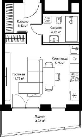 . Вариант № 2254341, 0, площадь - 33.91 квм, цена 24194785 рублей