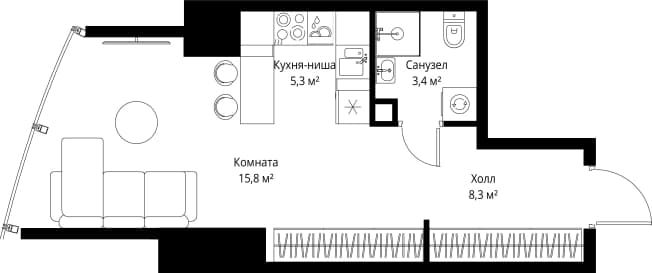 . Вариант № 2216841, 0, площадь - 32.8 квм, цена 52575120 рублей