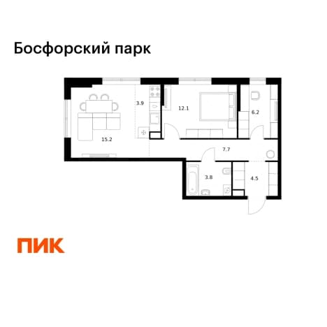. Вариант № 2018532, 0, площадь - 53.4 квм, цена 11598480 рублей
