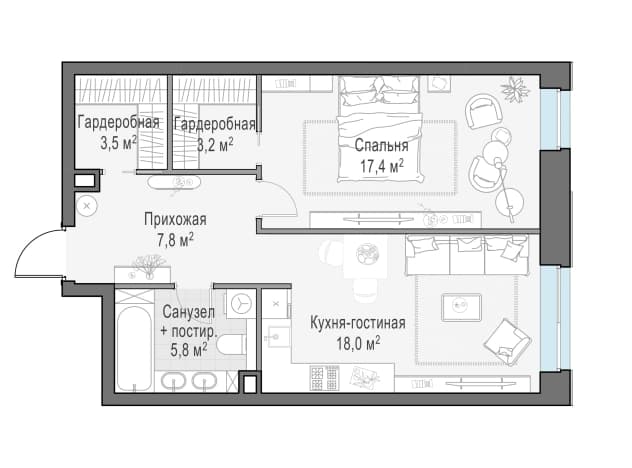 . Вариант № 738556, 0, площадь - 56.3 квм, цена 45840000 рублей