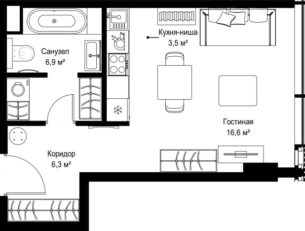 . Вариант № 2325739, 0, площадь - 33.3 квм, цена 38145150 рублей