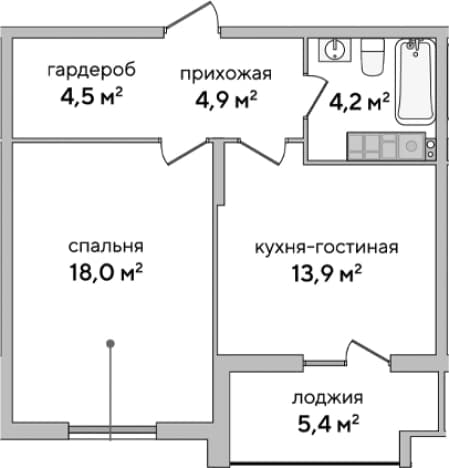 . Вариант № 2127017, 0, площадь - 45.5 квм, цена 16978240 рублей