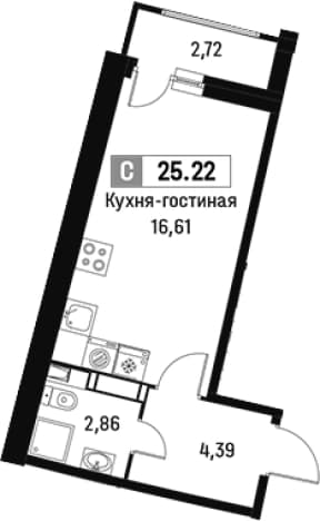 . Вариант № 1812800, 0, площадь - 23.86 квм, цена 5817951 рублей