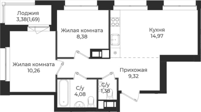 . Вариант № 1839415, 0, площадь - 48.39 квм, цена 8112960 рублей