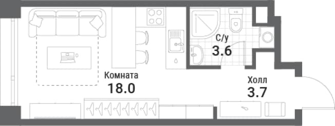 . Вариант № 2237897, 0, площадь - 25.3 квм, цена 23040428 рублей