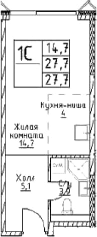 . Вариант № 348544, 0, площадь - 27.7 квм, цена 14251650 рублей