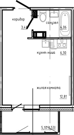 . Вариант № 1865172, 0, площадь - 26.58 квм, цена 6080840 рублей